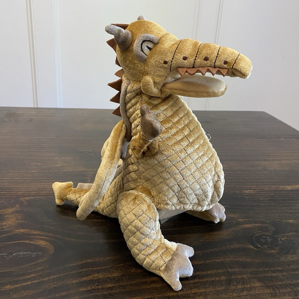 Wicked the Musical Gold Dragon 11" Plush‎ Hand Puppet Time Clock Stuffed Animal